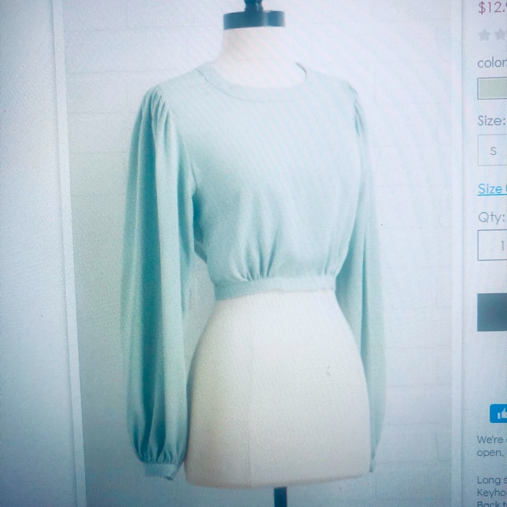 Turquoise open back blouse
